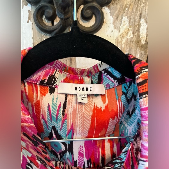 RO & DE Anthropologie multi color crop button up size Medium Western-ish - Picture 2 of 8